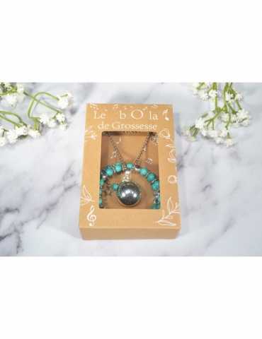 Coffret : bracelet d'allaitement + Bola - Howlite Turquoise