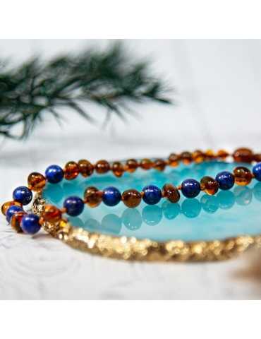Collier Ambre bébé - Lapis Lazuli