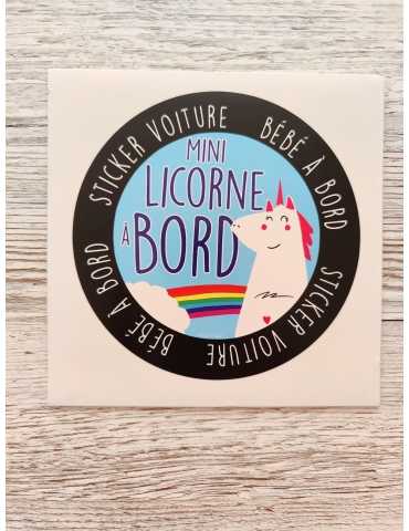 Sticker voiture - "Mini licorne à bord"
