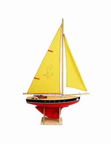 Voilier 501 - Coque rouge - Voile Jaune - 35 cm