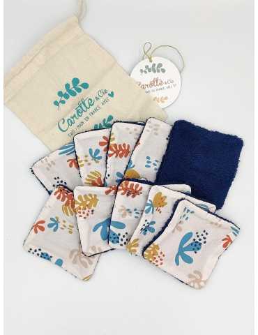 Lot de 10 lingettes lavables - Corail