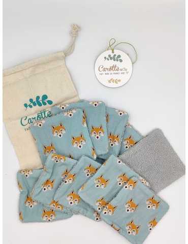 Lot de 10 lingettes - Renards bleus