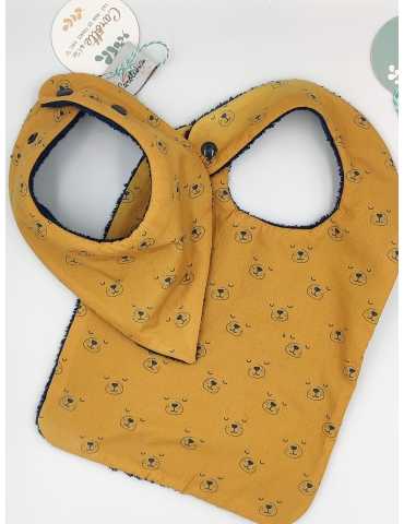 Lot de 2 bavoirs - Motif "Chiens" caramel