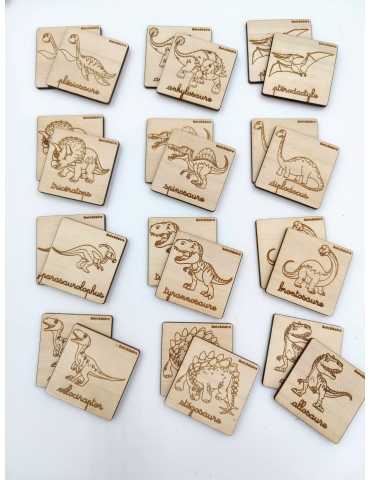 Memo en bois - dinosaures