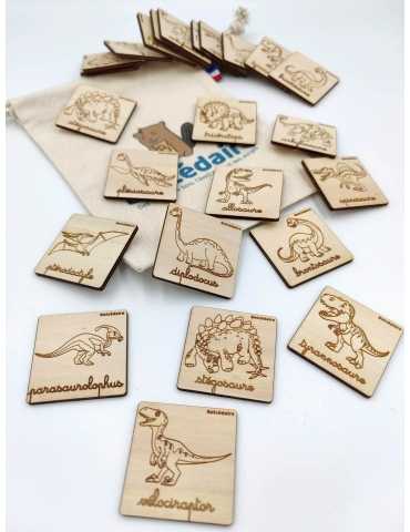 Memo en bois - dinosaures