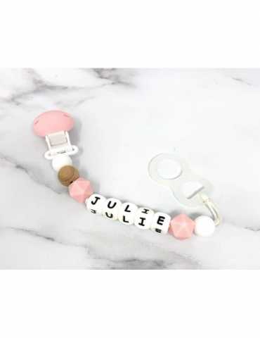 Attache tétine personnalisé - Rose