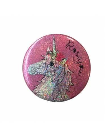 Miroir de poche Licorne holographique
