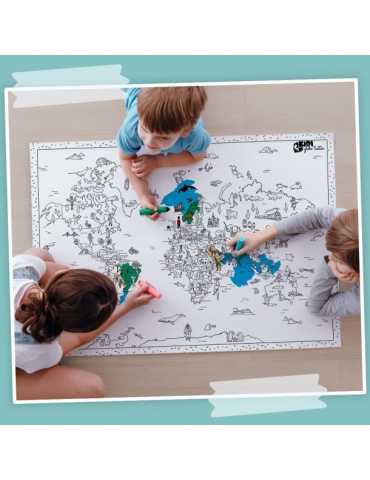 Carte du monde géante à colorier