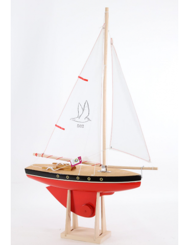 Voilier 502 - Coque rouge - Voile blanche - 40 cm