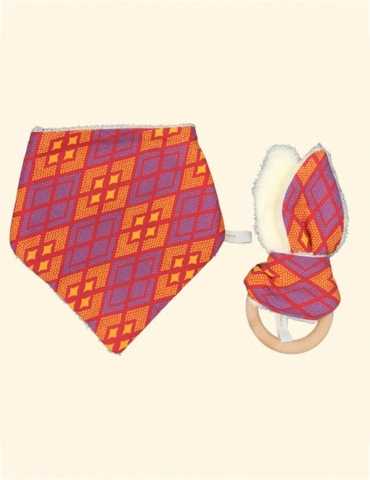 Cadeau de naissance - Bavoir + Hochet - Eban Violet